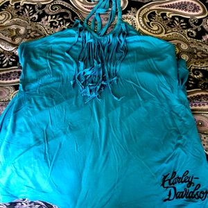 Harley Davidson halter fringed top